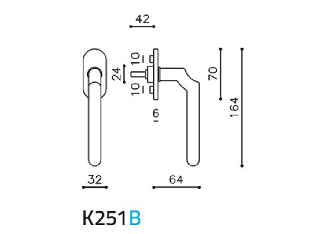 Maniglia per Finestra DK Virgola  Movimento 4 scatti Metallo Quadro d.7x42mm US-Super Antracite Satinato | Olivari - immagine 2